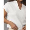 imageCicy Bell Womens Summer Cap Sleeve Blouse V Neck Casual Dressy Work Tops Loose Fit Elegant Textured ShirtsWhite