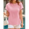 imageCicy Bell Womens Summer Cap Sleeve TShirts Casual Loose Fit Tunic Tops Crew Neck Tee ShirtsPink