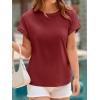 imageCicy Bell Womens Summer Cap Sleeve TShirts Casual Loose Fit Tunic Tops Crew Neck Tee ShirtsRed