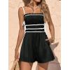 imageCicy Bell Womens Summer Spaghetti Strap Romper Sleeveless Ruffle Color Block Short Jumpsuit Smocked Vacation Beach OutfitsBlack