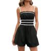 imageCicy Bell Womens Summer Spaghetti Strap Romper Sleeveless Ruffle Color Block Short Jumpsuit Smocked Vacation Beach OutfitsBlack