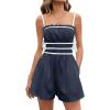 imageCicy Bell Womens Summer Spaghetti Strap Romper Sleeveless Ruffle Color Block Short Jumpsuit Smocked Vacation Beach OutfitsNavy