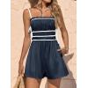 imageCicy Bell Womens Summer Spaghetti Strap Romper Sleeveless Ruffle Color Block Short Jumpsuit Smocked Vacation Beach OutfitsNavy
