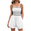 imageCicy Bell Womens Summer Spaghetti Strap Romper Sleeveless Ruffle Color Block Short Jumpsuit Smocked Vacation Beach OutfitsWhite