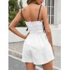 imageCicy Bell Womens Summer Spaghetti Strap Romper Sleeveless Ruffle Color Block Short Jumpsuit Smocked Vacation Beach OutfitsWhite