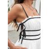 imageCicy Bell Womens Summer Spaghetti Strap Romper Sleeveless Ruffle Color Block Short Jumpsuit Smocked Vacation Beach OutfitsWhite