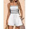 imageCicy Bell Womens Summer Spaghetti Strap Romper Sleeveless Ruffle Color Block Short Jumpsuit Smocked Vacation Beach OutfitsWhite
