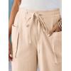 imageCicy Bell Womens Wide Leg Cropped Pants Cotton Loose Drawstring Smocked Waist Beach Harem Pants with PocketsBeige