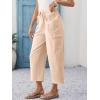 imageCicy Bell Womens Wide Leg Cropped Pants Cotton Loose Drawstring Smocked Waist Beach Harem Pants with PocketsBeige