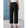 imageCicy Bell Womens Wide Leg Cropped Pants Cotton Loose Drawstring Smocked Waist Beach Harem Pants with PocketsBlack