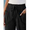 imageCicy Bell Womens Wide Leg Cropped Pants Cotton Loose Drawstring Smocked Waist Beach Harem Pants with PocketsBlack