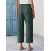 imageCicy Bell Womens Wide Leg Cropped Pants Cotton Loose Drawstring Smocked Waist Beach Harem Pants with PocketsGreen