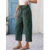 imageCicy Bell Womens Wide Leg Cropped Pants Cotton Loose Drawstring Smocked Waist Beach Harem Pants with PocketsGreen