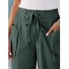 imageCicy Bell Womens Wide Leg Cropped Pants Cotton Loose Drawstring Smocked Waist Beach Harem Pants with PocketsGreen