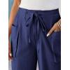 imageCicy Bell Womens Wide Leg Cropped Pants Cotton Loose Drawstring Smocked Waist Beach Harem Pants with PocketsNavy
