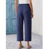 imageCicy Bell Womens Wide Leg Cropped Pants Cotton Loose Drawstring Smocked Waist Beach Harem Pants with PocketsNavy