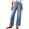 imageCicy Bell Womens High Waisted Cropped Jeans Trendy Stretchy Baggy Straight Leg Raw Hem Capri Denim PantsLight Blue