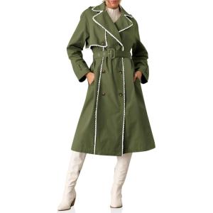 imageCicy Bell Womens Long Trench Coat Casual Double Breasted Windproof Jacket Classic Lapel Overcoat with BeltArmy Green