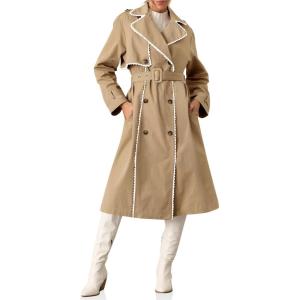 imageCicy Bell Womens Long Trench Coat Casual Double Breasted Windproof Jacket Classic Lapel Overcoat with BeltKhaki