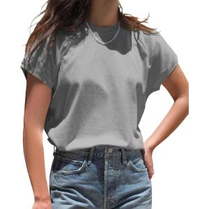 imageCicy Bell Womens Summer Cap Sleeve TShirts Casual Loose Fit Tunic Tops Crew Neck Tee ShirtsGrey