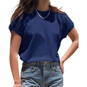 imageCicy Bell Womens Summer Cap Sleeve TShirts Casual Loose Fit Tunic Tops Crew Neck Tee ShirtsNavy