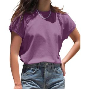 imageCicy Bell Womens Summer Cap Sleeve TShirts Casual Loose Fit Tunic Tops Crew Neck Tee ShirtsPurple