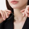 imageCicy Bell 18k Gold Plated Pendant Necklace for Women Trendy Glass Cubic Zirconia Dainty Necklace Jewelry Gifts 177 with 2 ExtenderWhite