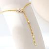 imageCicy Bell 18k Gold Plated Y Shaped Pendant Necklace for Women Marquise Cubic Zirconia Bar Dainty Long Chain Drop Necklace Trend Jewelry Gift 197quot  19quot ExtenderYellow Gold
