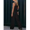 imageCicy Bell Womens Casual Wide Leg Jumpsuits Summer Sleeveless Loose Fit Jumper Drawstring Workout OutfitsBlack