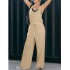 imageCicy Bell Womens Casual Wide Leg Jumpsuits Summer Sleeveless Loose Fit Jumper Drawstring Workout OutfitsKhaki