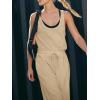 imageCicy Bell Womens Casual Wide Leg Jumpsuits Summer Sleeveless Loose Fit Jumper Drawstring Workout OutfitsKhaki
