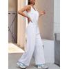 imageCicy Bell Womens Casual Wide Leg Jumpsuits Summer Sleeveless Loose Fit Jumper Drawstring Workout OutfitsWhite