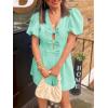 imageCicy Bell Womens Cute Rompers Bow Front Puff Sleeve V Neck Short Jumpsuits Sexy Summer Outfits with PocketsLight Green