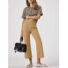 imageCicy Bell Womens Flare Capri Pants Elastic High Waisted Cropped Dress Pants Trousers Stretchy Work SlacksBeige