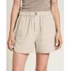 imageCicy Bell Womens Summer Cotton Shorts Casual Elastic High Waisted Pleated Cute Trendy Comfy Beach PantsApricot