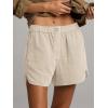 imageCicy Bell Womens Summer Cotton Shorts Casual Elastic High Waisted Pleated Cute Trendy Comfy Beach PantsApricot