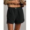 imageCicy Bell Womens Summer Cotton Shorts Casual Elastic High Waisted Pleated Cute Trendy Comfy Beach PantsBlack