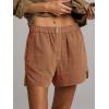 imageCicy Bell Womens Summer Cotton Shorts Casual Elastic High Waisted Pleated Cute Trendy Comfy Beach PantsBrown