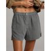 imageCicy Bell Womens Summer Cotton Shorts Casual Elastic High Waisted Pleated Cute Trendy Comfy Beach PantsGrey