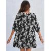 imageCicy Bell Womens Summer Floral Romper Loose Scoop Neck Lantern Sleeve Short Jumpsuits Front Tie Beach OutfitsBlack