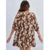 imageCicy Bell Womens Summer Floral Romper Loose Scoop Neck Lantern Sleeve Short Jumpsuits Front Tie Beach OutfitsCoffee