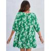 imageCicy Bell Womens Summer Floral Romper Loose Scoop Neck Lantern Sleeve Short Jumpsuits Front Tie Beach OutfitsGreen