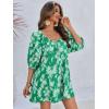 imageCicy Bell Womens Summer Floral Romper Loose Scoop Neck Lantern Sleeve Short Jumpsuits Front Tie Beach OutfitsGreen