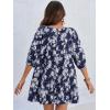 imageCicy Bell Womens Summer Floral Romper Loose Scoop Neck Lantern Sleeve Short Jumpsuits Front Tie Beach OutfitsNavy