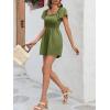 imageCicy Bell Womens Summer Smocked Romper Ruffle Sleeve Square Neck Flowy Short Jumpsuit Beach Vacation OutfitsArmy Green