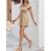 imageCicy Bell Womens Summer Smocked Romper Ruffle Sleeve Square Neck Flowy Short Jumpsuit Beach Vacation OutfitsKhaki