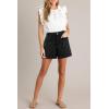 imageCicy Bell Womens Tweed Summer Shorts High Waisted Wide Leg Dressy Casual Shorts with Front PocketsBlack White
