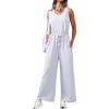 imageCicy Bell Womens Casual Wide Leg Jumpsuits Summer Sleeveless Loose Fit Jumper Drawstring Workout OutfitsWhite
