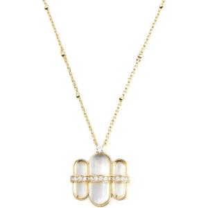 imageCicy Bell 18k Gold Plated Pendant Necklace for Women Trendy Glass Cubic Zirconia Dainty Necklace Jewelry Gifts 177 with 2 ExtenderWhite