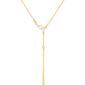 imageCicy Bell 18k Gold Plated Y Shaped Pendant Necklace for Women Marquise Cubic Zirconia Bar Dainty Long Chain Drop Necklace Trend Jewelry Gift 197quot  19quot ExtenderYellow Gold